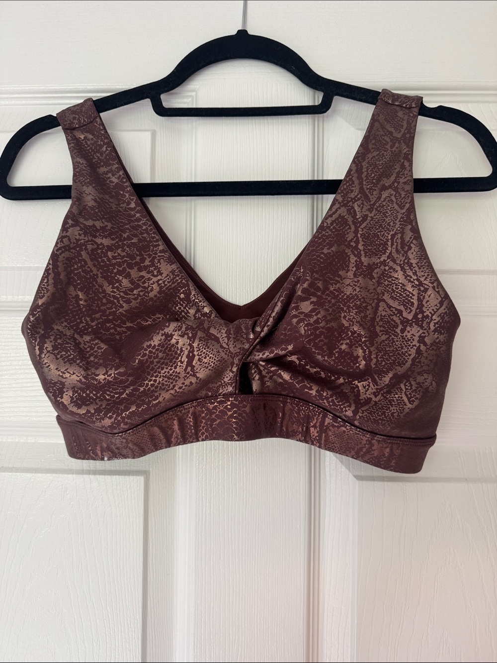 Senita Athletics Brown Printed V-Neck Comfort Tank Bra